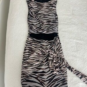 Brown Zebra Print Mini Dress Zara
